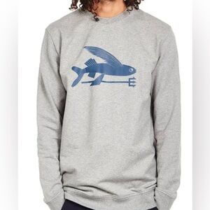 Pantagonia Men’s Medium Gray Flying Fish Crew Neck Sweatshirt Organic Cotton EUC
